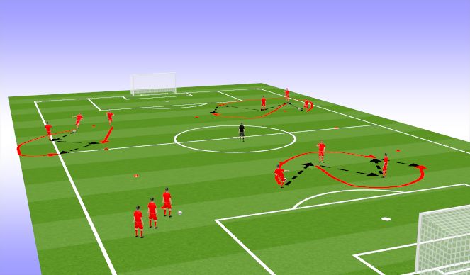 Football/Soccer Session Plan Drill (Colour): Conditioning/ Triangle overlaps