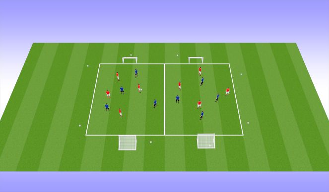 Football/Soccer Session Plan Drill (Colour): Warm Up - Whole 4 vs. 4 game