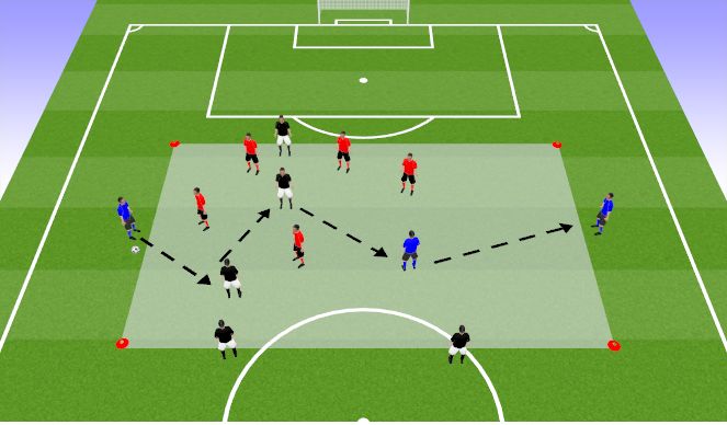 Football/Soccer Session Plan Drill (Colour): 5v5+1