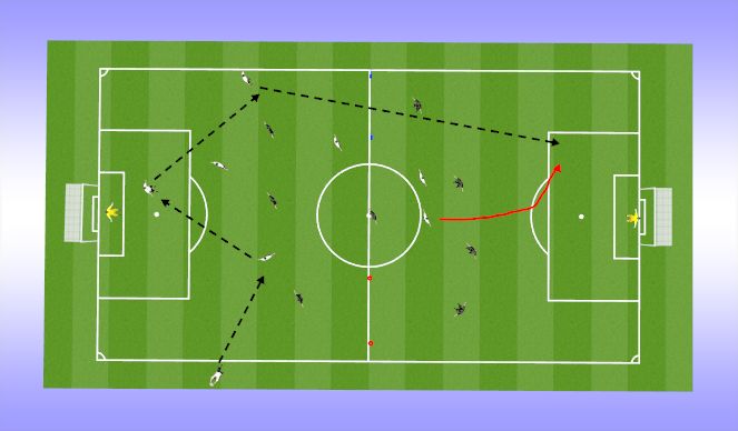 Football/Soccer Session Plan Drill (Colour): 9v9 transfer game