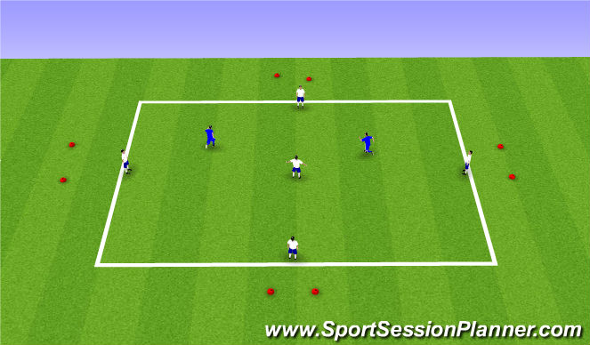Football/Soccer Session Plan Drill (Colour): 5v2 with counter goals
