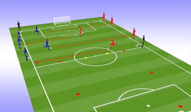 Football/Soccer Session Plan Drill (Colour): U8s Running with the Ball Technique 