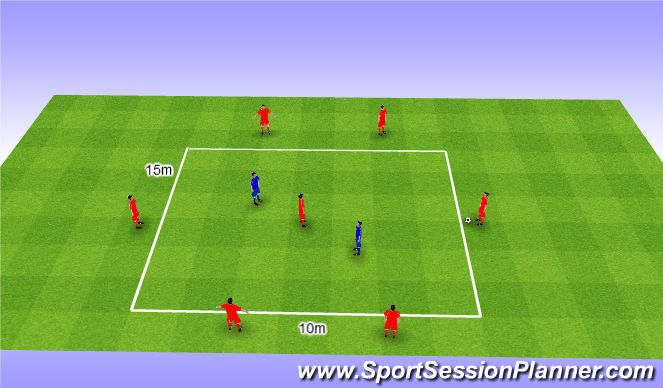 Football/Soccer Session Plan Drill (Colour): Rondo 4v2+1. Dziadek 4v2+1