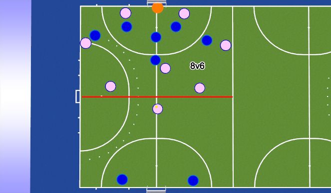 Hockey Session Plan Drill (Colour): 8v8 with constraints