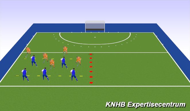 Hockey Session Plan Drill (Colour): Spelvorm partijtje gelijke aantallen