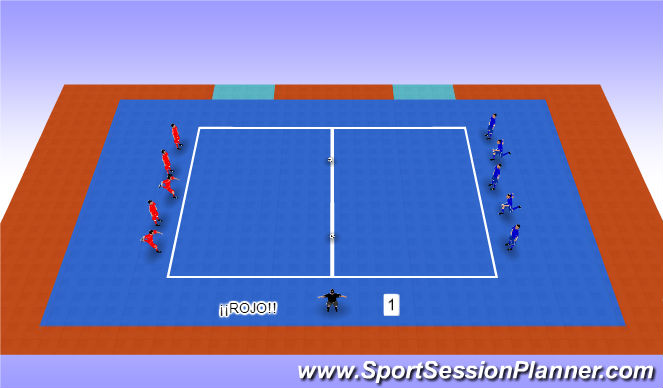 Futsal Session Plan Drill (Colour): Pañuelo doble balon