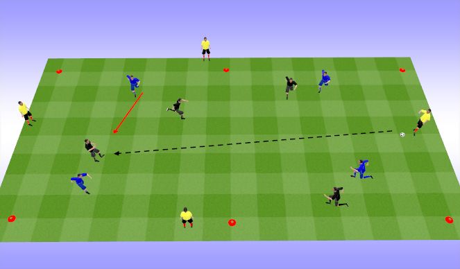 Football/Soccer Session Plan Drill (Colour): SSG Receiving to switch play 30 minutes.