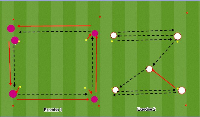 Football/Soccer Session Plan Drill (Colour): passing square warm up 