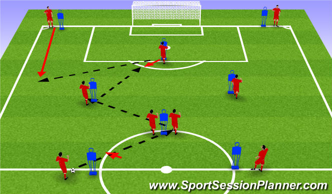 Football/Soccer Session Plan Drill (Colour): diamond shape passing