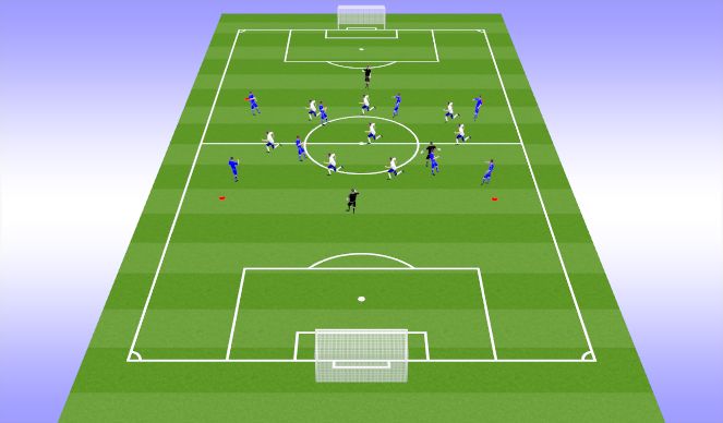 Football/Soccer Session Plan Drill (Colour): 8v8+3 Rondo in midfield