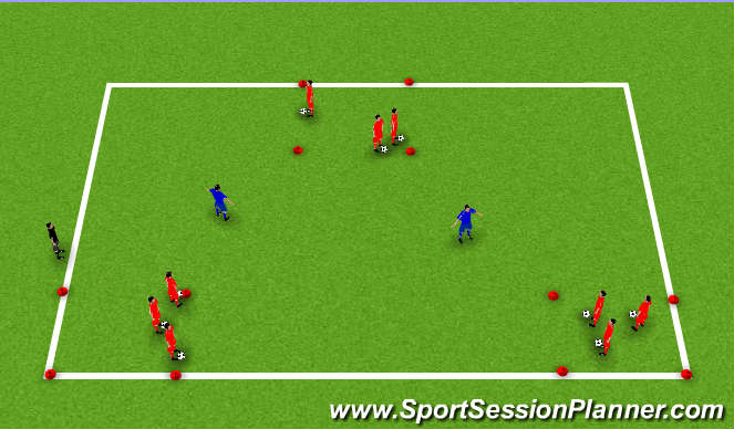 Football/Soccer Session Plan Drill (Colour): Pickle Tag with Ball