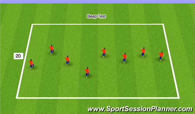 Football/Soccer Session Plan Drill (Colour): Stage 2 - Beep Test