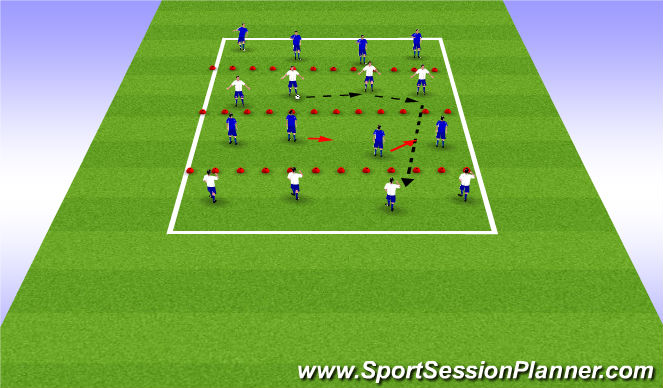 Football/Soccer Session Plan Drill (Colour): Defending passing lanes