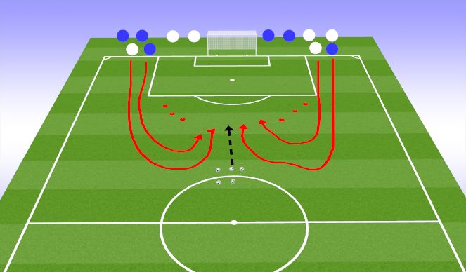 Football/Soccer Session Plan Drill (Colour): Fitness 2v2 attacking the goal