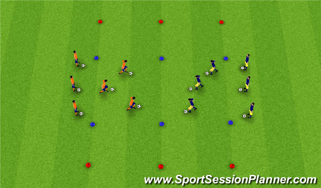 Football/Soccer Session Plan Drill (Colour): Dribbling Skills Corridor #2