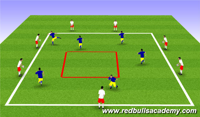 Football/Soccer Session Plan Drill (Colour): Receiving Air (Squares)