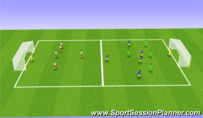 Football/Soccer Session Plan Drill (Colour): 5v5v5 transition game