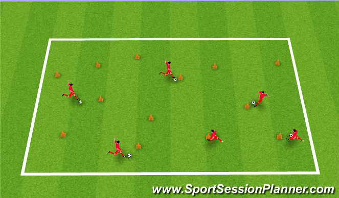 Football/Soccer Session Plan Drill (Colour): Taking down Chum Bucket