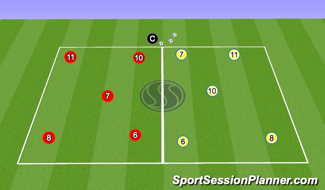 Football/Soccer Session Plan Drill (Colour): 5v2 Transition Box - Animation 