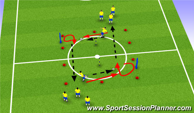 Football/Soccer Session Plan Drill (Colour): First Touch with Change of Direction.