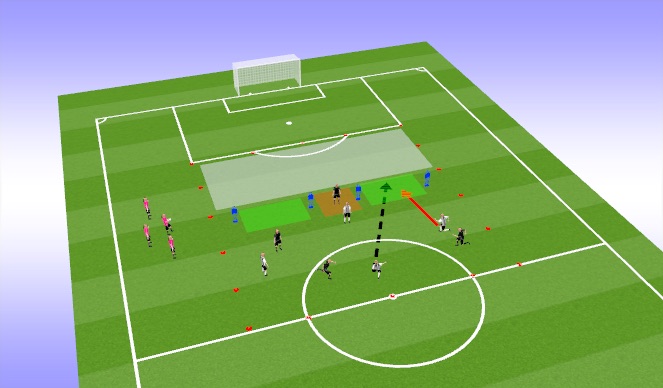 Football/Soccer Session Plan Drill (Colour): 4v4 playing through