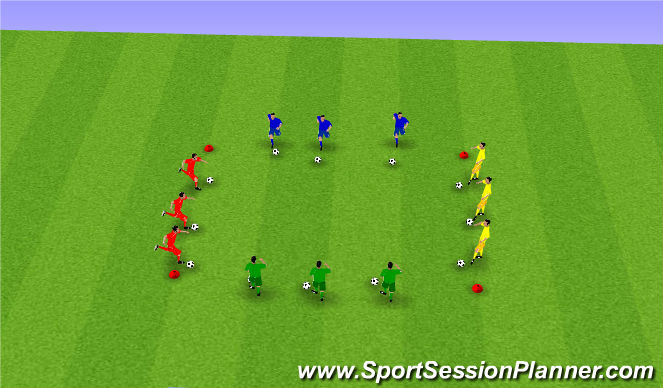 Football/Soccer Session Plan Drill (Colour): Ball mastery and dribbling