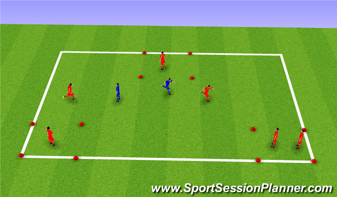 Football/Soccer Session Plan Drill (Colour): Tag - safe zones