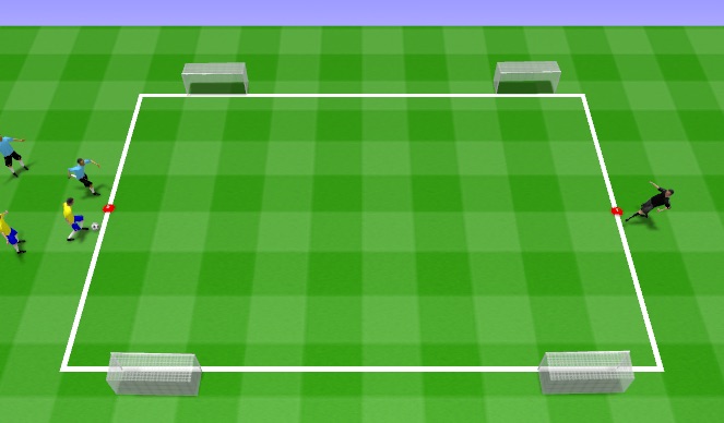 Football/Soccer Session Plan Drill (Colour): 1v1 off bounce pass
