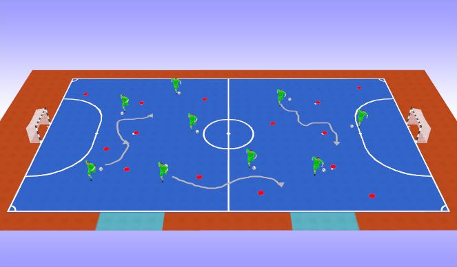 Futsal Session Plan Drill (Colour): Screen 1 Dribbling Around Obstacle Cones