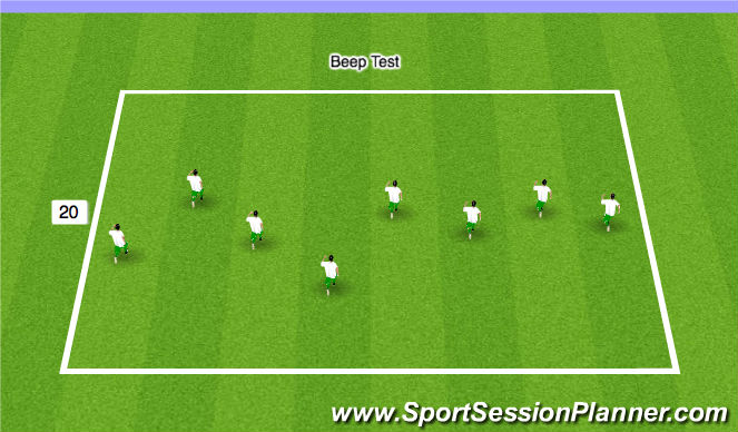 Football/Soccer Session Plan Drill (Colour): Stage 2 - Beep Test
