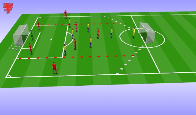 Football/Soccer Session Plan Drill (Colour): Defending the Switch of play
