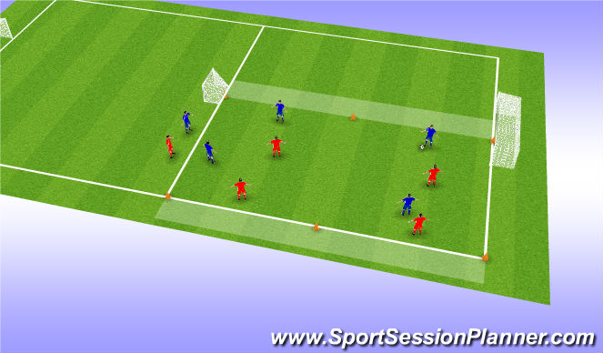 Football/Soccer Session Plan Drill (Colour): 4-4 lijnvoetbal