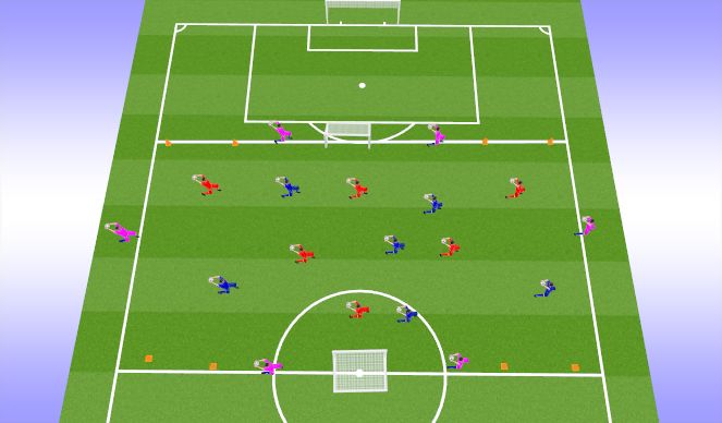 Football/Soccer Session Plan Drill (Colour): 6v6+6