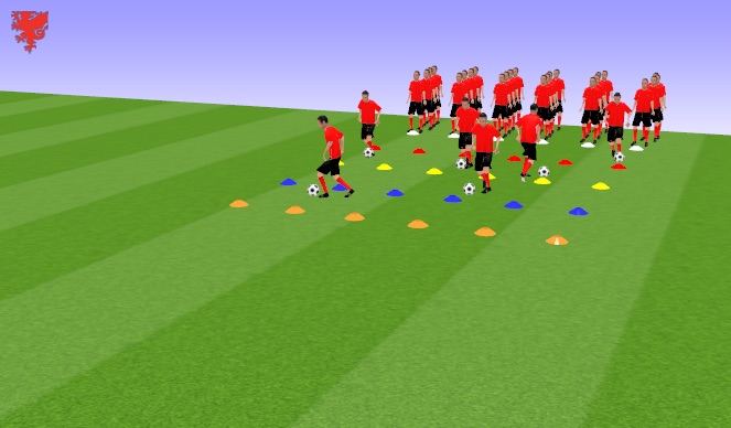 Football/Soccer Session Plan Drill (Colour): Shuttles (with ball) - Chris/All