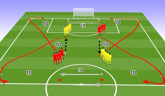 Football/Soccer Session Plan Drill (Colour): Passing/Fitness Circuit