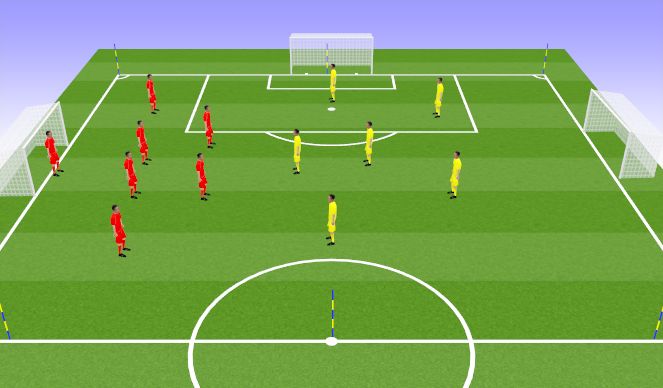 Football/Soccer Session Plan Drill (Colour): Halfway Line + Numbers Game