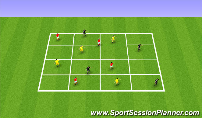 Football/Soccer Session Plan Drill (Colour): 3 Teams