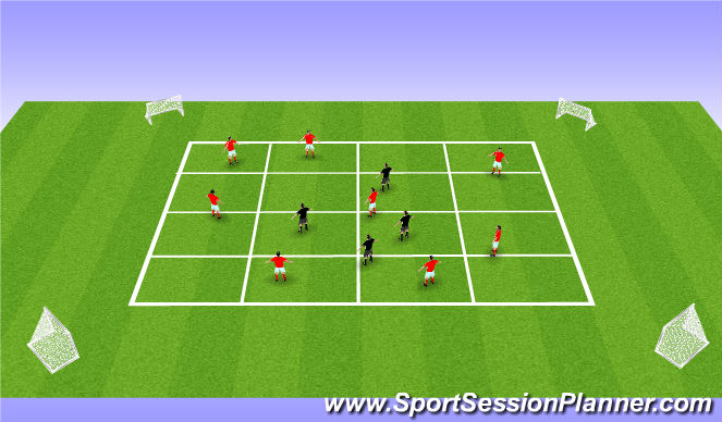 Football/Soccer Session Plan Drill (Colour): 2 Teams v 1
