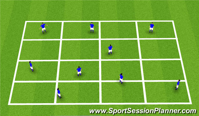 Football/Soccer Session Plan Drill (Colour): Grid - Passing warm up in 2's