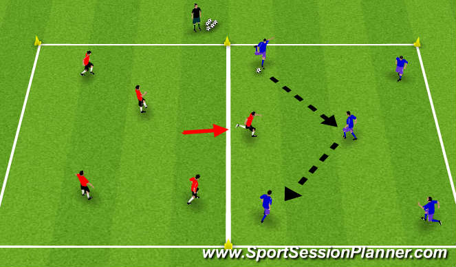 Football/Soccer Session Plan Drill (Colour): 2 Grid Possession Game