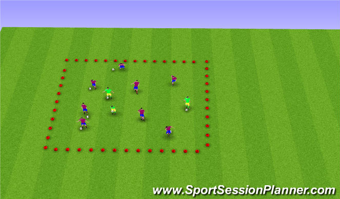 Football/Soccer Session Plan Drill (Colour): Screen 2 ball mastery