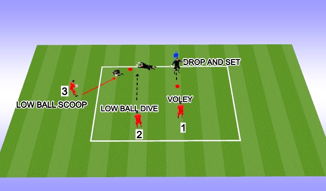 Football/Soccer Session Plan Drill (Colour): HANDLING/LOW DIVING 