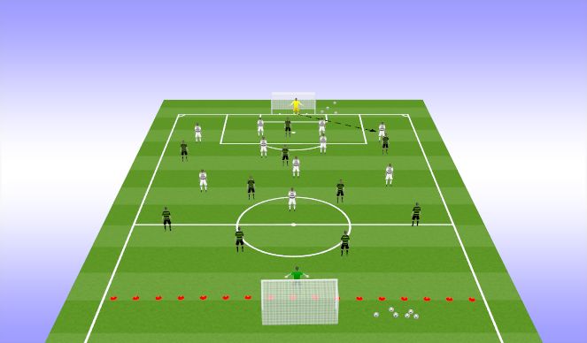 Football/Soccer Session Plan Drill (Colour): 11 v 11 phase of play