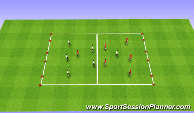 Football/Soccer Session Plan Drill (Colour): 3 Goal Game