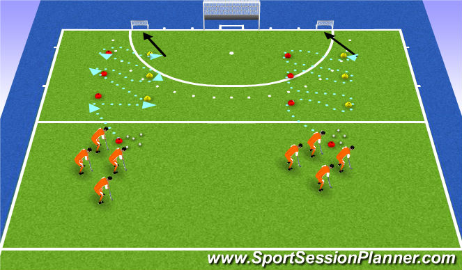 Hockey Session Plan Drill (Colour): backhand drag