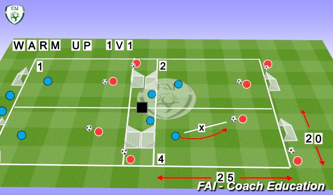 Football/Soccer Session Plan Drill (Colour): Warm-Up2 (1v1)