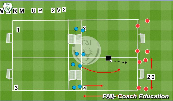 Football/Soccer Session Plan Drill (Colour): 2v2 Game 10secs