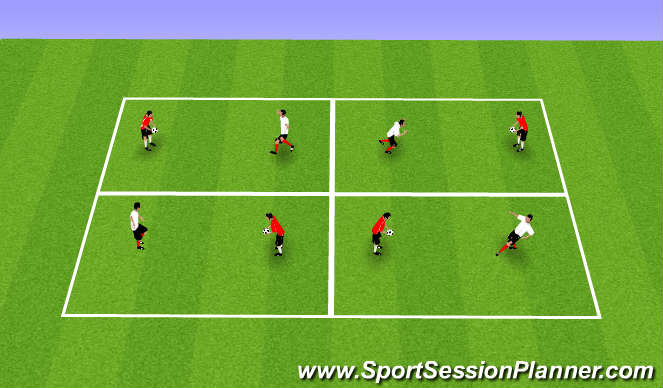 Football/Soccer Session Plan Drill (Colour): 1v1 Proprioception