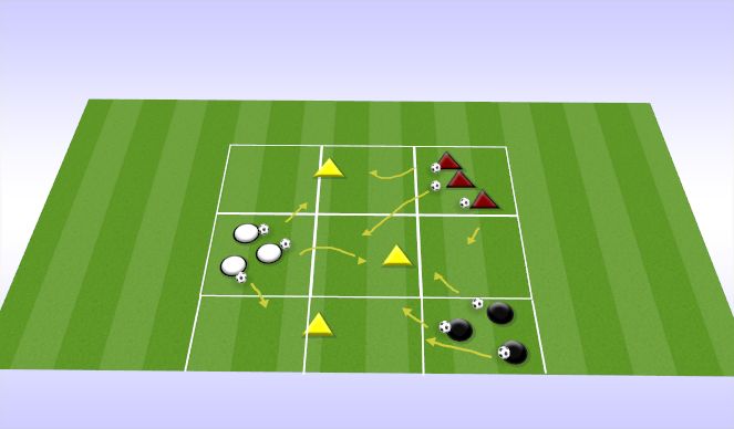 Football/Soccer Session Plan Drill (Colour): DRIBBLING REACH THE SQUARE 