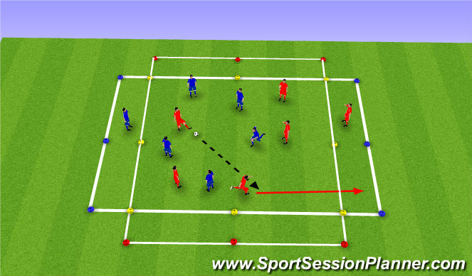 Football/Soccer Session Plan Drill (Colour): Running with the ball (SSG)